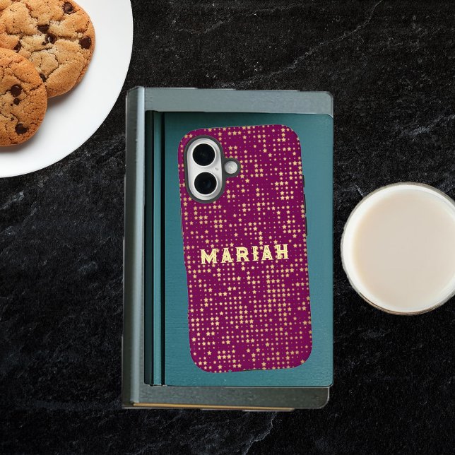 Gold Stars on a Dark Pink Background Case-Mate iPhone Case (Creator Uploaded)