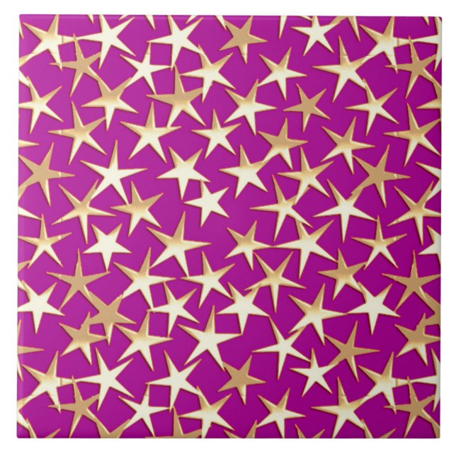 Gold stars on amethyst purple tile (Front)