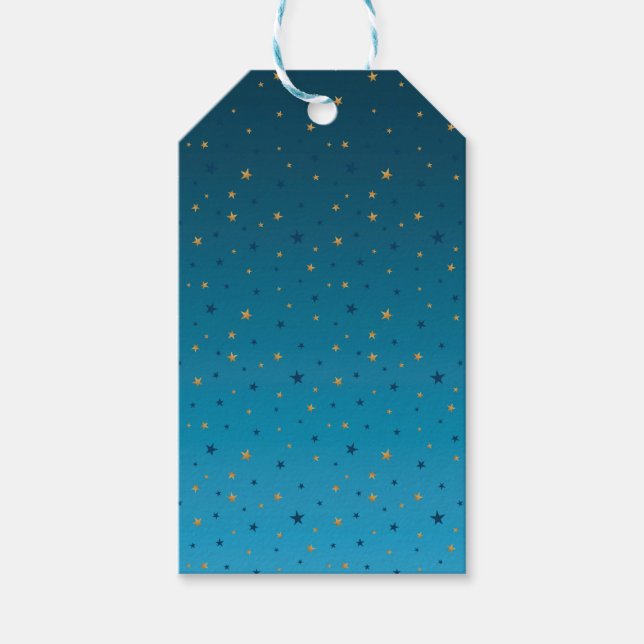 Gold stars on blue. gift tags (Front)
