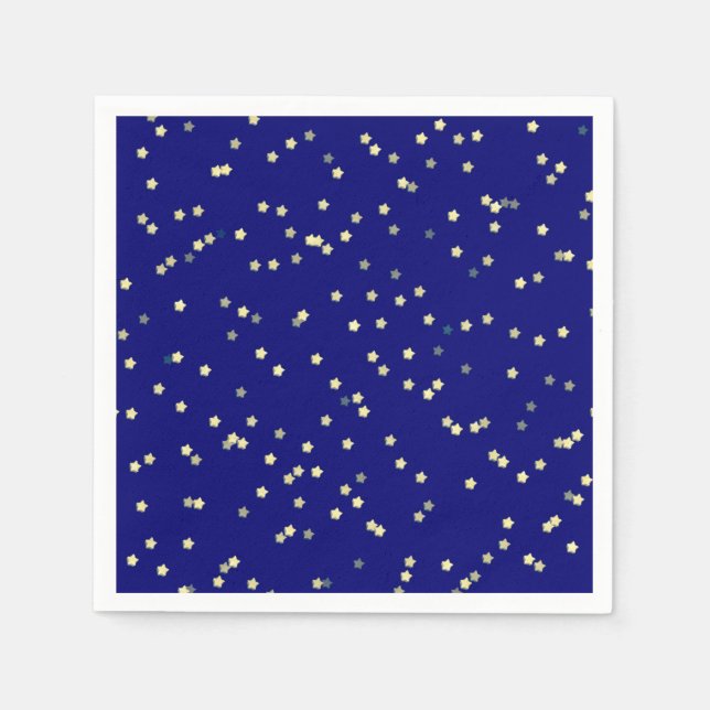 Gold Stars On Blue Napkin (Front)