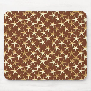 Gold stars on chocolate brown mouse pad