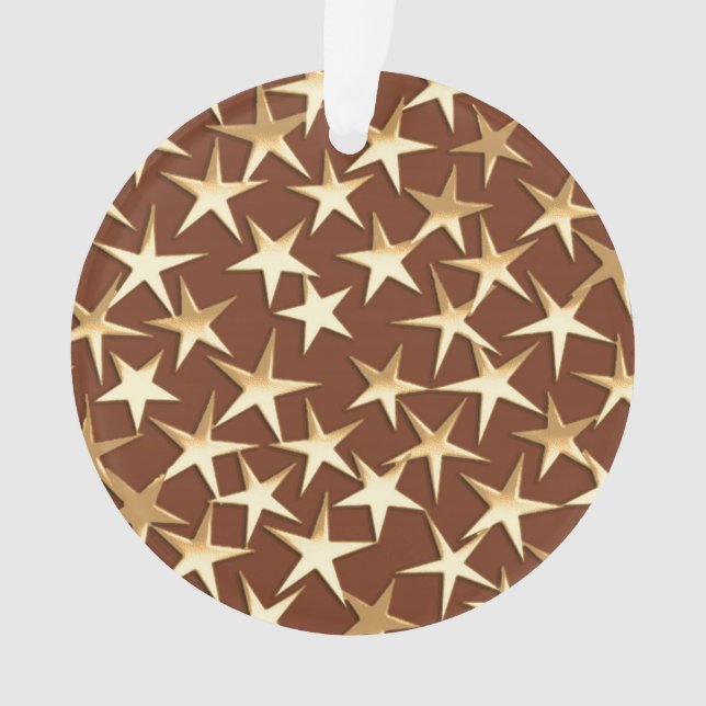 Gold stars on chocolate brown ornament (Front)