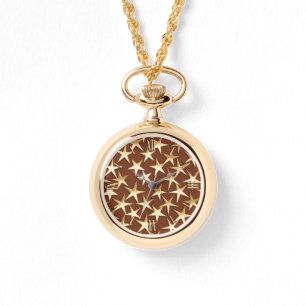 Gold stars on chocolate brown watch