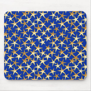 Gold stars on cobalt blue mouse pad