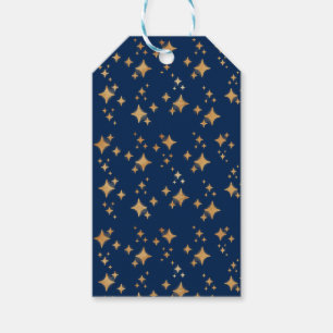 Gold Stars on Dark Blue Background Gift Tags