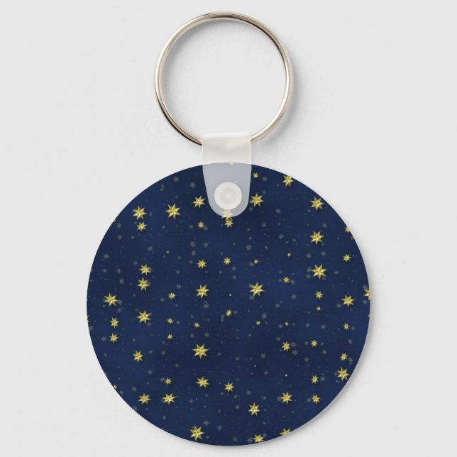 Gold Stars on Dark Blue Field Gift Series Key Ring (Front)