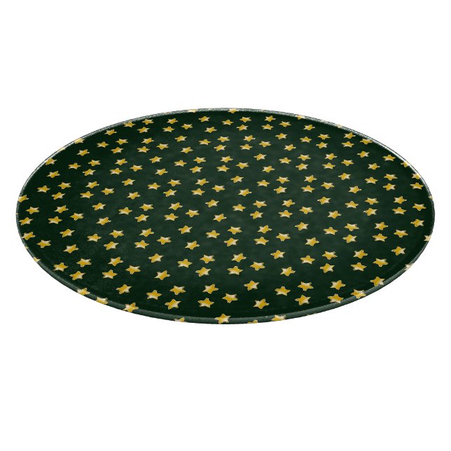 Gold stars on green cutting board (Corner)