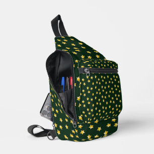 Gold stars on green sling bag