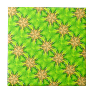 gold stars on green tile