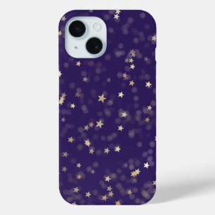 Gold Stars On Purple iPhone 15 Case