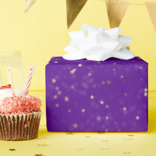Gold Stars On Purple Wrapping Paper