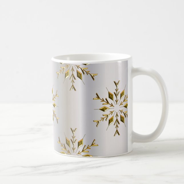 Gold Stars On Silver Christmas Coffee Mug (Right)