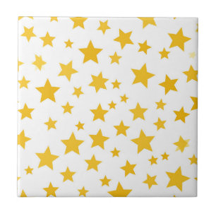 gold stars on white background ceramic tile
