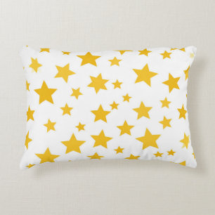 gold stars on white background decorative cushion