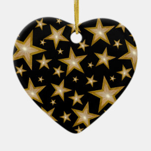 Gold Stars ornament heart black