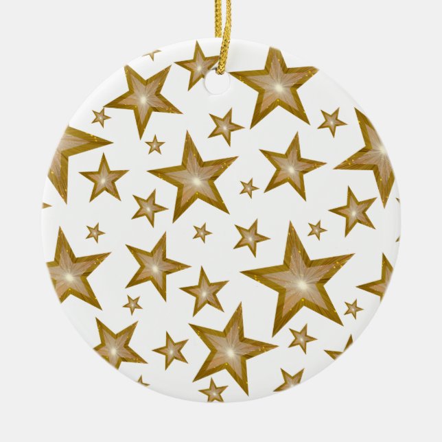 Gold Stars ornament round white (Front)