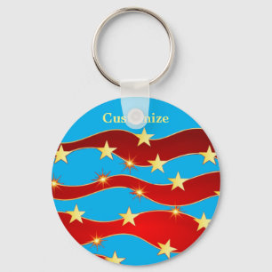 Gold Stars Patriotic Thunder_Cove Key Ring