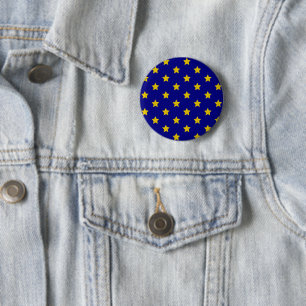 Gold Stars Pattern, Navy Blue, Exclusive 6 Cm Round Badge