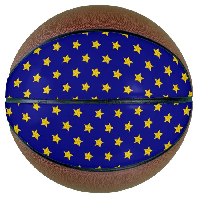 Gold Stars Pattern, Navy Blue, Exclusive Basketball (Front)