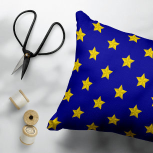 Gold Stars Pattern, Navy Blue, Exclusive Decorative Cushion