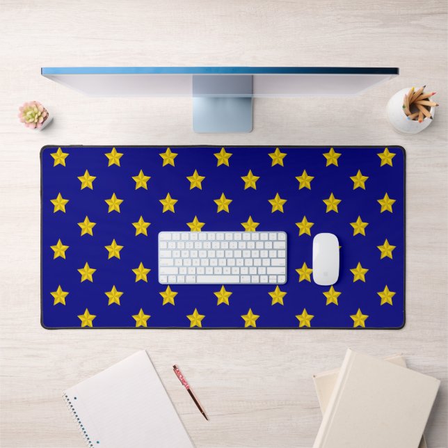 Gold Stars Pattern, Navy Blue, Exclusive Desk Mat (Office 1)