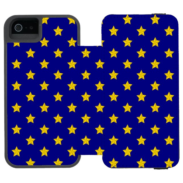 Gold Stars Pattern, Navy Blue, Exclusive Incipio iPhone Wallet Case (Folio Open)