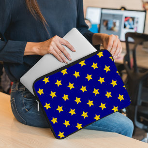 Gold Stars Pattern, Navy Blue, Exclusive Laptop Sleeve