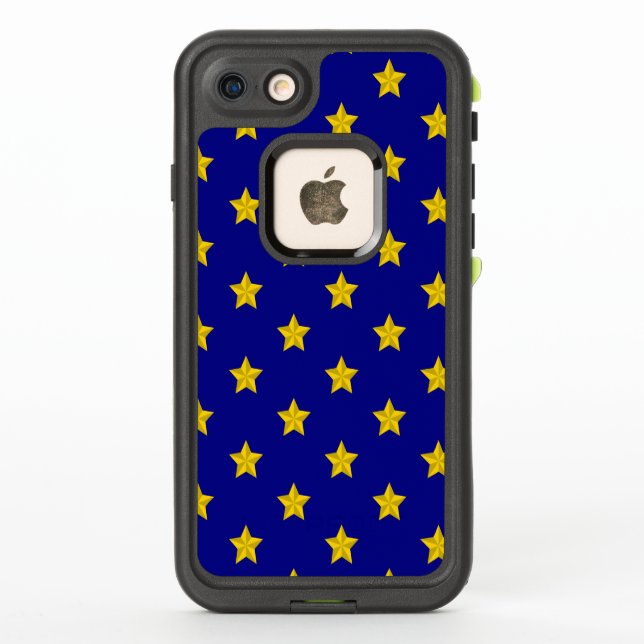 Gold Stars Pattern, Navy Blue, Exclusive LifeProof iPhone Case (Back)
