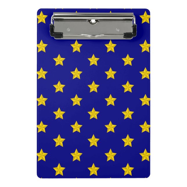 Gold Stars Pattern, Navy Blue, Exclusive Mini Clipboard (Front)