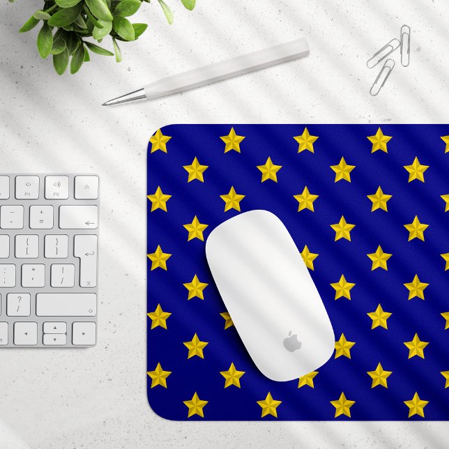 Gold Stars Pattern, Navy Blue, Exclusive Mouse Pad (Creator Uploaded)
