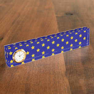 Gold Stars Pattern, Navy Blue, Exclusive Nameplate