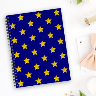 Gold Stars Pattern, Navy Blue, Exclusive Notebook
