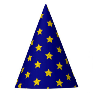 Gold Stars Pattern, Navy Blue, Exclusive Party Hat