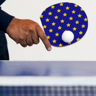 Gold Stars Pattern, Navy Blue, Exclusive Ping Pong Paddle