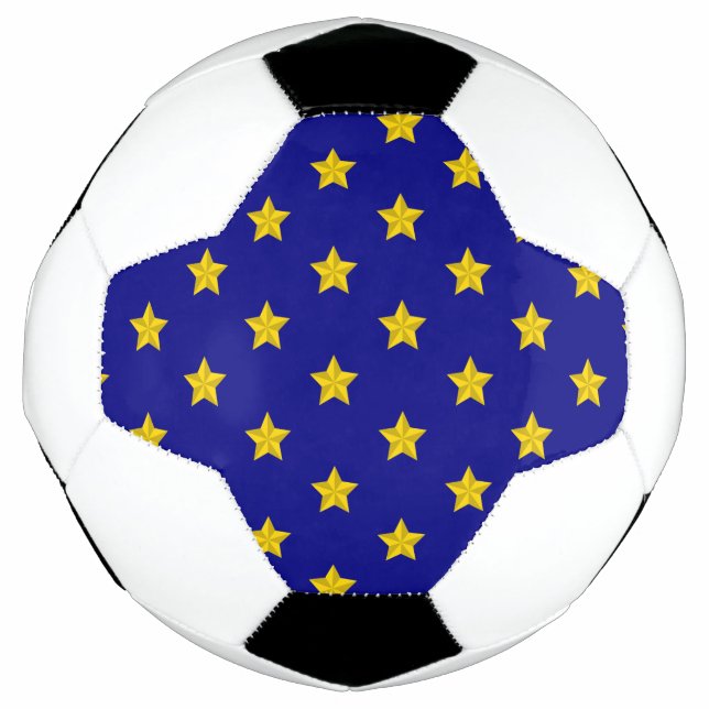 Gold Stars Pattern, Navy Blue, Exclusive Soccer Ball (Front)