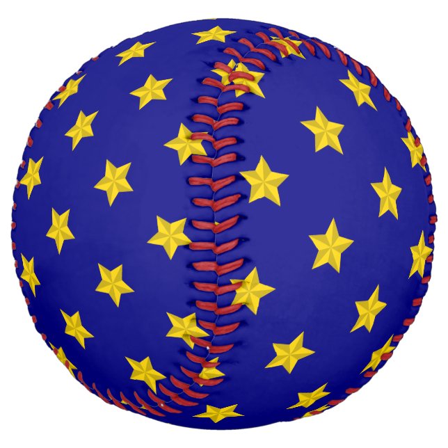Gold Stars Pattern, Navy Blue, Exclusive Softball (Angled)