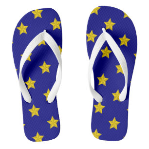 Gold Stars Pattern, Navy Blue, Exclusive Thongs
