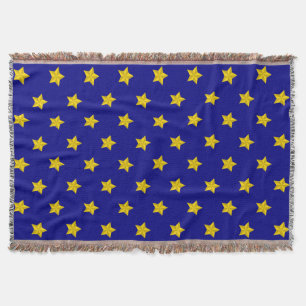 Gold Stars Pattern, Navy Blue, Exclusive Throw Blanket