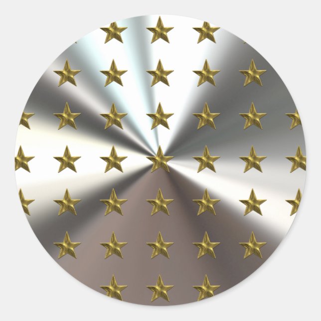 Gold Stars Pattern On Silver Stickers (Front)