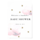 Gold Stars & Pink Clouds Baby Shower Welcome Sign
