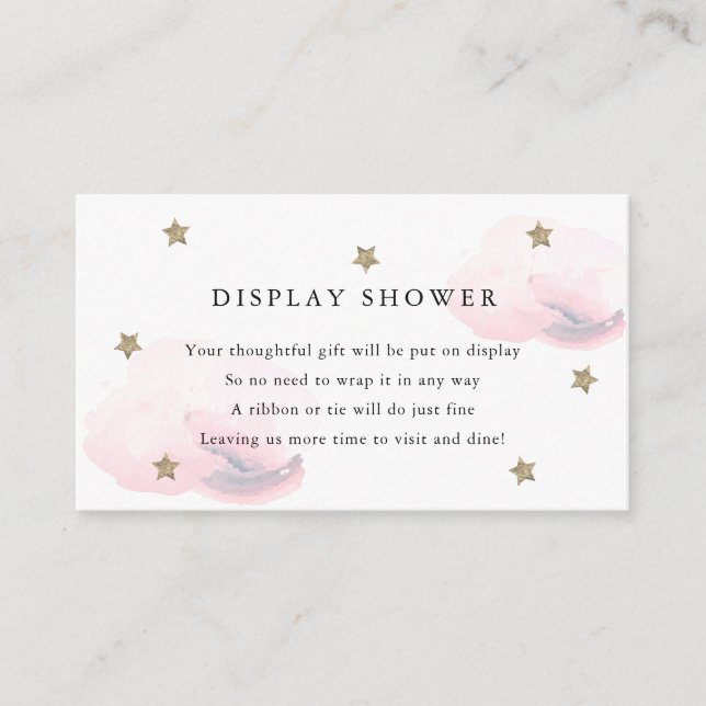 Gold Stars & Pink Clouds Display Shower Enclosure Card (Front)