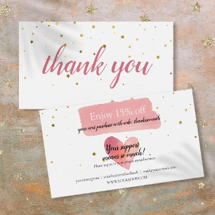 Gold Stars Pink Watercolor Thank You Discount