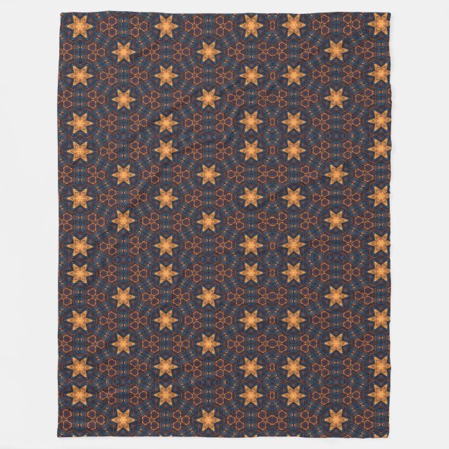Gold Stars Repetative Pattern Design Fleece Blanket (Front)