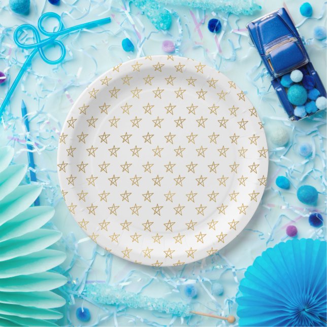 Gold Stars Shine Bright Paper Plate (Party)