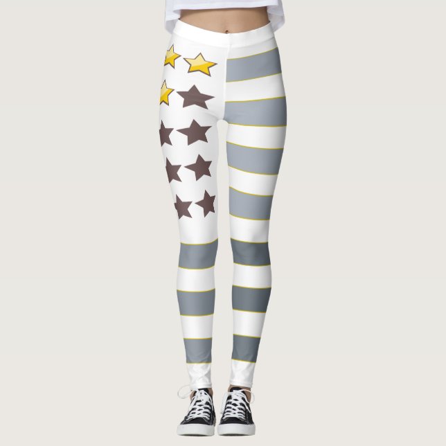 Gold Stars Silver Stripes Leggings (Front)