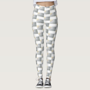 Gold Stars Silver Stripes Leggings