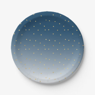 Gold Stars Sky Shine Bright Ombre Paper Plate