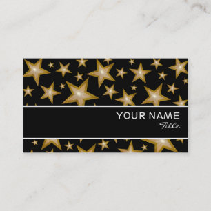 Gold Stars stripe business card template black
