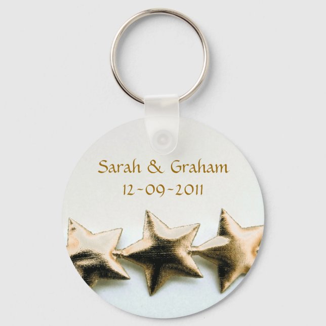 Gold Stars Wedding Keychain (Front)