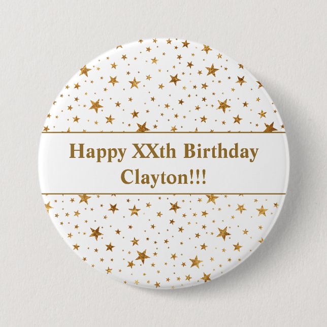 Gold Stars With Message Birthday 7.5 Cm Round Badge (Front)